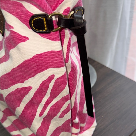 Dooney & Bourke denim Zebra  Tote pink and white - Picture 8 of 16